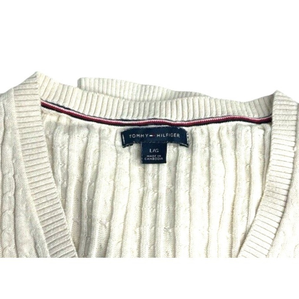 Tommy Hilfiger Cable Knit Cotton Sweater Set 2pc Navy & Beige L - Picture 9 of 16